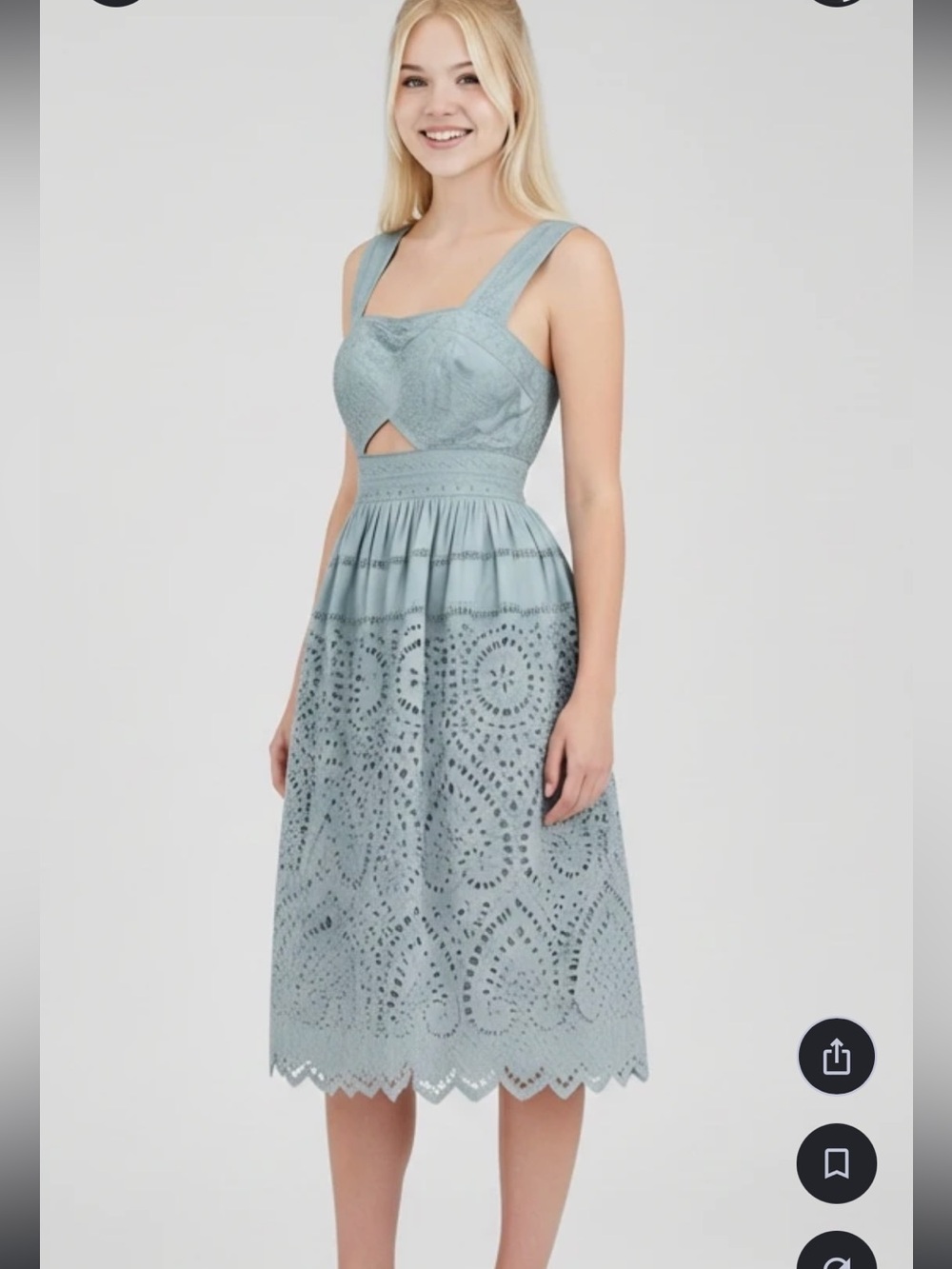 Asos Sleeveless‎ Eyelet Midi Dress in Mint Green Size 6